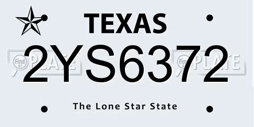 2YS6372 Texas License Plate