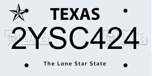 2YSC424 Texas License Plate