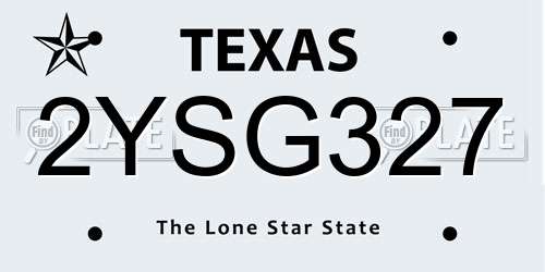 2YSG327 Texas License Plate