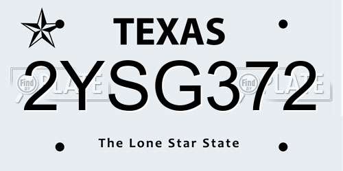 2YSG372 Texas License Plate