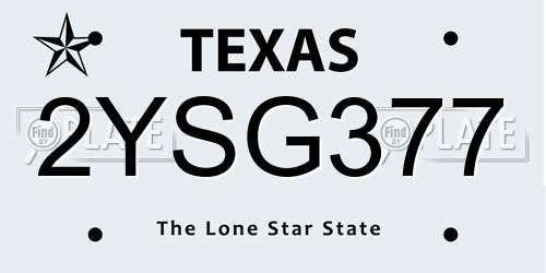 2YSG377 Texas License Plate