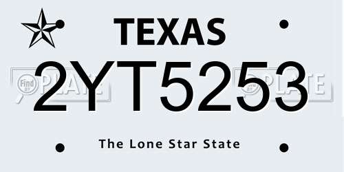2YT5253 Texas License Plate