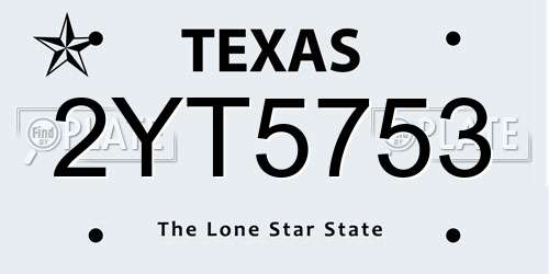 2YT5753 Texas License Plate