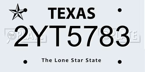 2YT5783 Texas License Plate