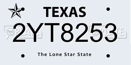 2YT8253 Texas License Plate