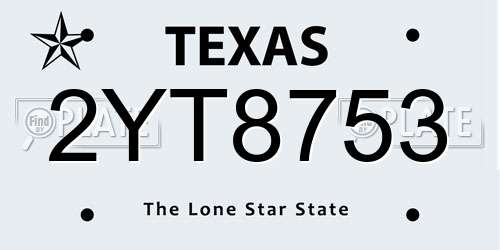2YT8753 Texas License Plate