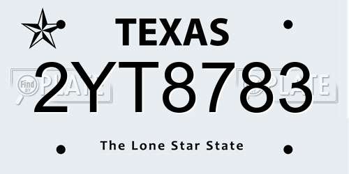 2YT8783 Texas License Plate