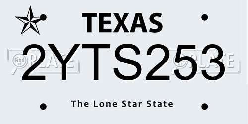 2YTS253 Texas License Plate