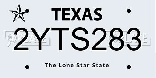 2YTS283 Texas License Plate