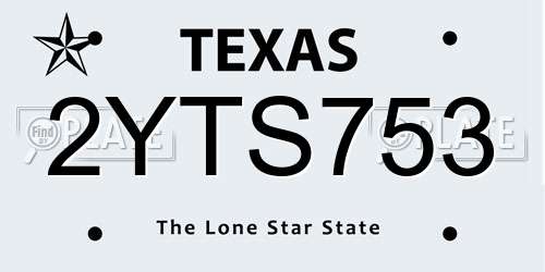 2YTS753 Texas License Plate