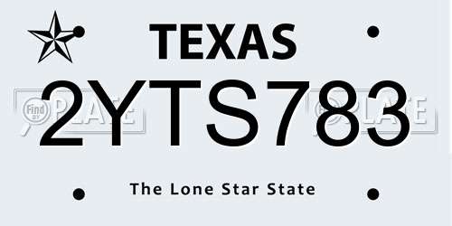 2YTS783 Texas License Plate