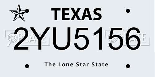 2YU5156 Texas License Plate