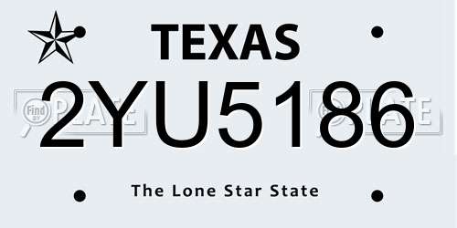2YU5186 Texas License Plate