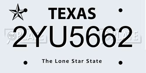 2YU5662 Texas License Plate