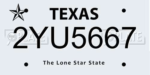 2YU5667 Texas License Plate
