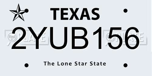 2YUB156 Texas License Plate