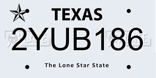 2YUB186 Texas License Plate