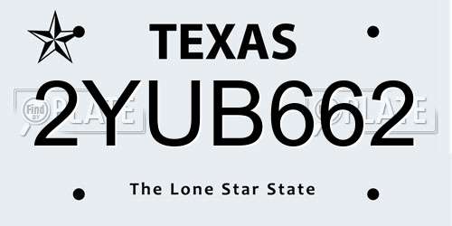 2YUB662 Texas License Plate