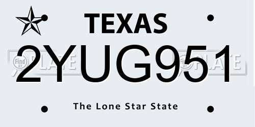2YUG951 Texas License Plate