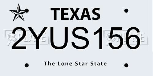 2YUS156 Texas License Plate