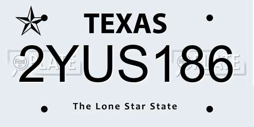 2YUS186 Texas License Plate