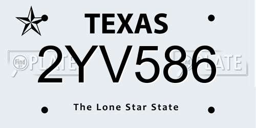 2YV586 Texas License Plate