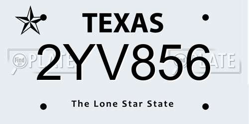 2YV856 Texas License Plate