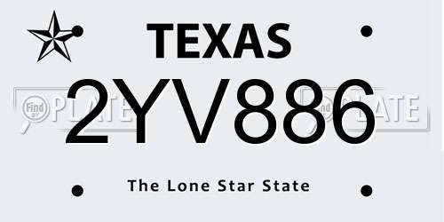 2YV886 Texas License Plate