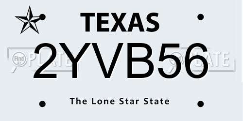2YVB56 Texas License Plate