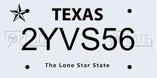 2YVS56 Texas License Plate