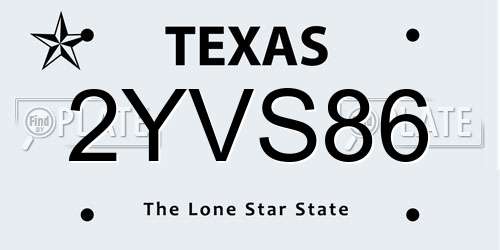 2YVS86 Texas License Plate