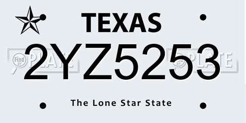 2YZ5253 Texas License Plate