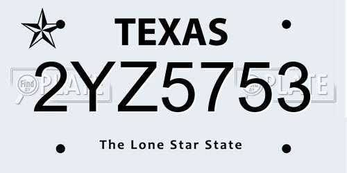 2YZ5753 Texas License Plate