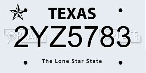 2YZ5783 Texas License Plate