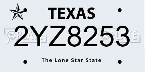 2YZ8253 Texas License Plate