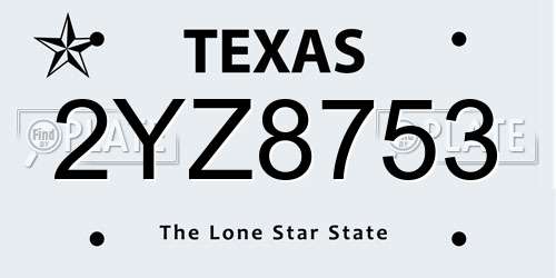 2YZ8753 Texas License Plate