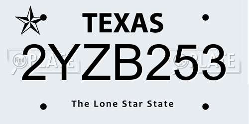 2YZB253 Texas License Plate