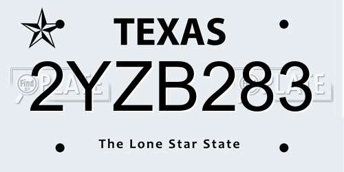 2YZB283 Texas License Plate
