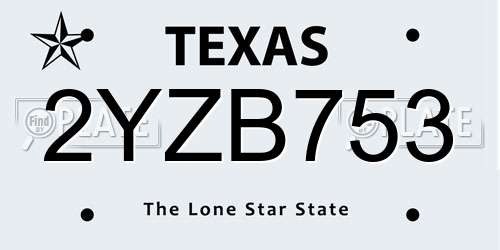 2YZB753 Texas License Plate