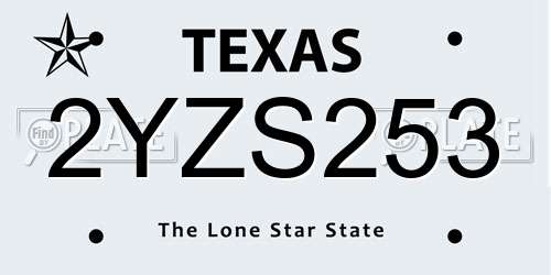 2YZS253 Texas License Plate