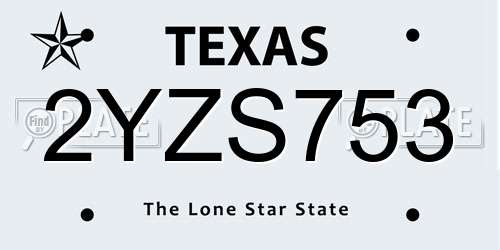 2YZS753 Texas License Plate