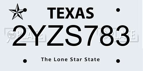 2YZS783 Texas License Plate