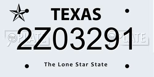 2Z03291 Texas License Plate