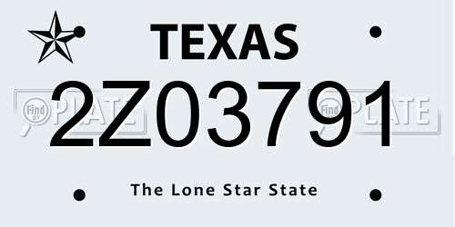 2Z03791 Texas License Plate