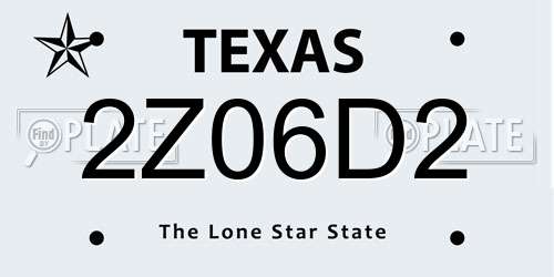 2Z06D2 Texas License Plate