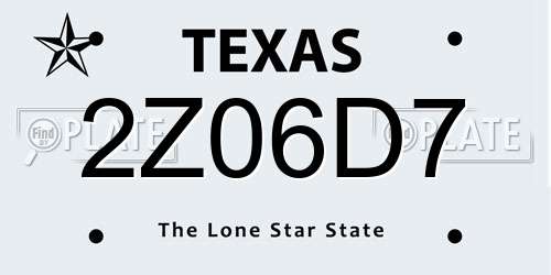 2Z06D7 Texas License Plate