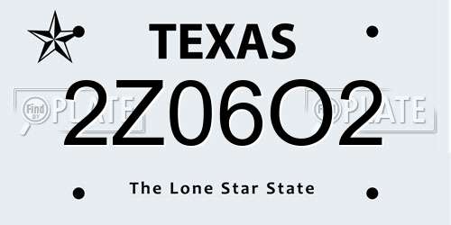 2Z06O2 Texas License Plate