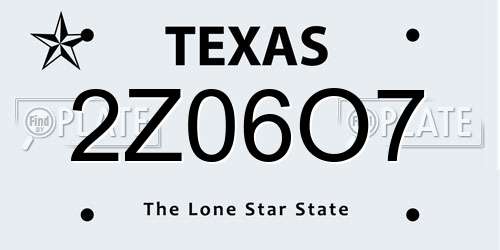 2Z06O7 Texas License Plate