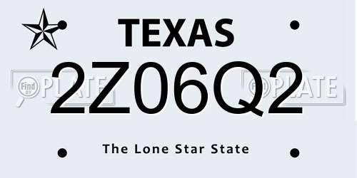 2Z06Q2 Texas License Plate
