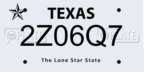 2Z06Q7 Texas License Plate